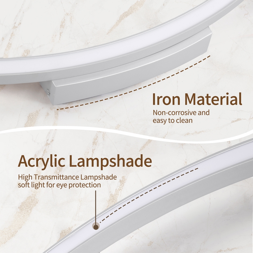 Brilagi - Luminaria de techo LED regulable PORTOFINO LED/60W/230V 3000-6000K Ø 80 cm acabado plateado + mando a distancia