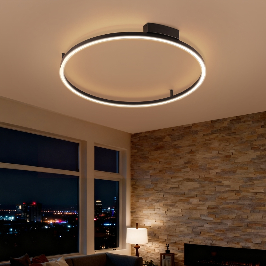 Brilagi - Luminaria de techo LED regulable PORTOFINO LED, 60 W, 230 V, 3000–6000 K, Ø 80 cm, negra, con mando a distancia