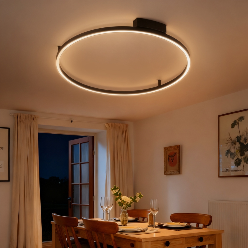 Brilagi - Luminaria de techo LED regulable PORTOFINO LED, 60 W, 230 V, 3000–6000 K, Ø 80 cm, negra, con mando a distancia