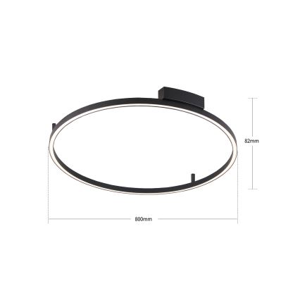 Brilagi - Luminaria de techo LED regulable PORTOFINO LED, 60 W, 230 V, 3000–6000 K, Ø 80 cm, negra, con mando a distancia