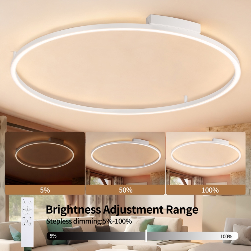 Brilagi - Lámpara de techo LED regulable PORTOFINO LED/85W/230V 3000-6000K Ø 120 cm blanca + mando a distancia