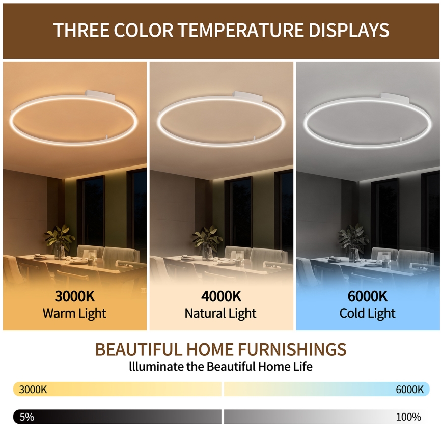 Brilagi - Lámpara de techo LED regulable PORTOFINO LED/85W/230V 3000-6000K Ø 120 cm blanca + mando a distancia