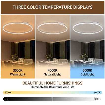 Brilagi - Lámpara de techo LED regulable PORTOFINO LED/85W/230V 3000-6000K Ø 120 cm plateada + mando a distancia