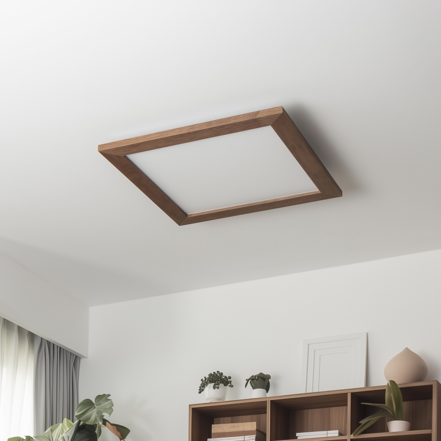 Brilagi - Luminaria de techo LED regulable SLIMFRAME WOOD LED/36W/230V 49,5x49,5 cm 3000-6000K marrón oscuro + mando a distancia
