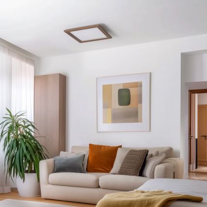 Brilagi - Luminaria de techo LED regulable SLIMFRAME WOOD LED/36W/230V 49,5x49,5 cm 3000-6000K marrón oscuro + mando a distancia