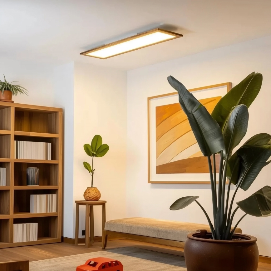 Brilagi - Lámpara de techo LED regulable SLIMFRAME WOOD LED/58W/230V 124x33,7 cm 3000-6000K marrón + control remoto