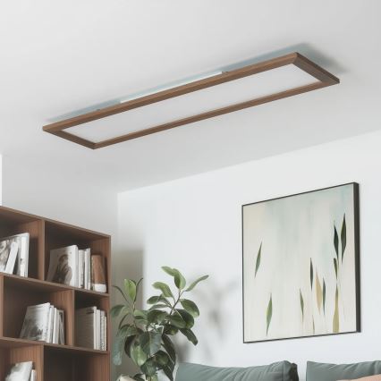 Brilagi - Plafón de techo LED regulable SLIMFRAME WOOD LED/58W/230V 124x34 cm 3000-6000K marrón oscuro + mando a distancia