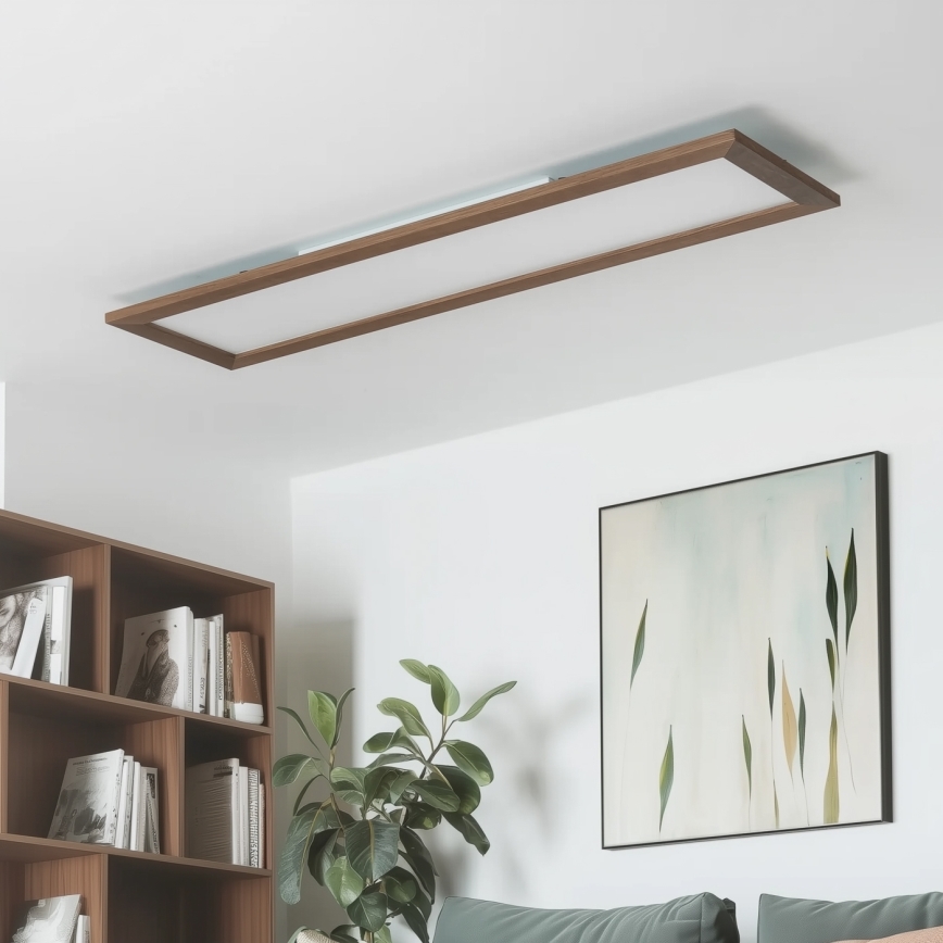 Brilagi - Plafón de techo LED regulable SLIMFRAME WOOD LED/58W/230V 124x34 cm 3000-6000K marrón oscuro + mando a distancia