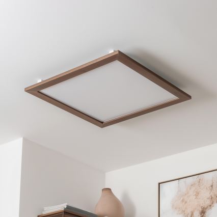 Brilagi - Plafón LED regulable SLIMFRAME WOOD LED/58W/230V 64x64 cm 3000-6000K marrón oscuro + mando a distancia