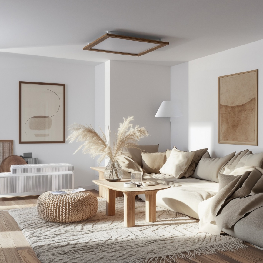 Brilagi - Luminaria de techo LED regulable SLIMFRAME WOOD LED/58W/230V 64x64 cm 3000-6000K marrón + mando a distancia