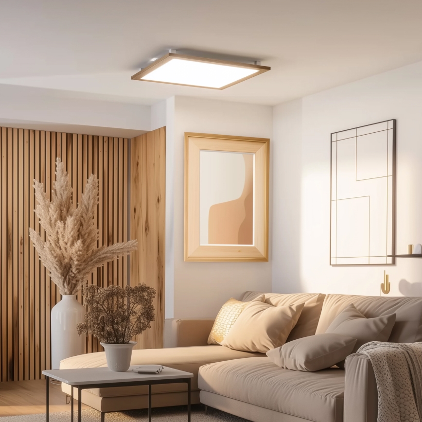 Brilagi - Luminaria de techo LED regulable SLIMFRAME WOOD LED/58W/230V 64x64 cm 3000-6000K marrón + mando a distancia