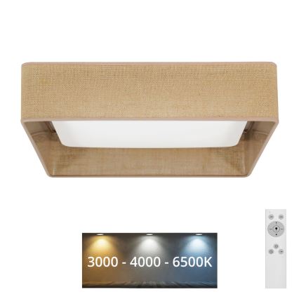 Brilagi - Luminaria de techo LED regulable VELVET SQUARE LED/24W/230V 43x43 cm 3000/4000/6500K + control remoto marrón