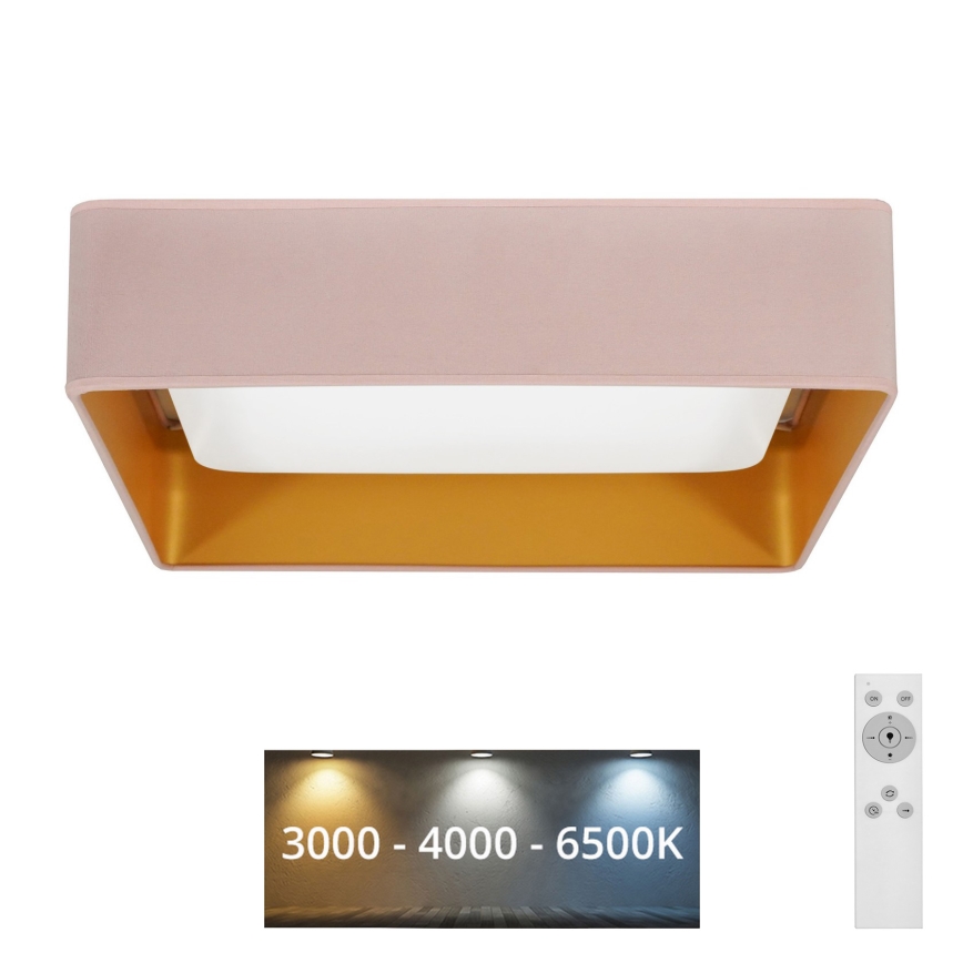 Brilagi - Lámpara de techo regulable LED VELVET SQUARE LED/24W/230V 43x43 cm 3000/4000/6500K + mando a distancia rosa