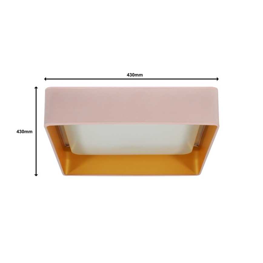 Brilagi - Lámpara de techo regulable LED VELVET SQUARE LED/24W/230V 43x43 cm 3000/4000/6500K + mando a distancia rosa