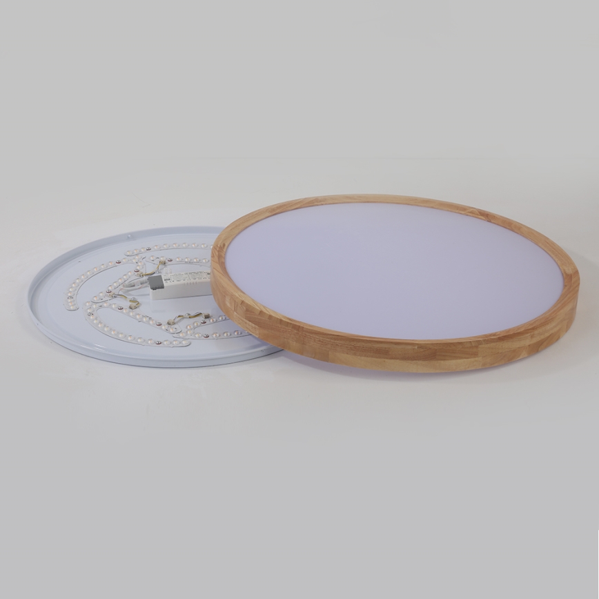 Brilagi - Luminaria de techo LED regulable WOODROUND LED/40W/230V 3000-6000K Ø 60 cm madera CRI 90 + mando a distancia