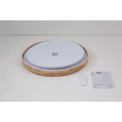 Brilagi - Luminaria de techo LED regulable WOODROUND LED/40W/230V 3000-6000K Ø 60 cm madera CRI 90 + mando a distancia