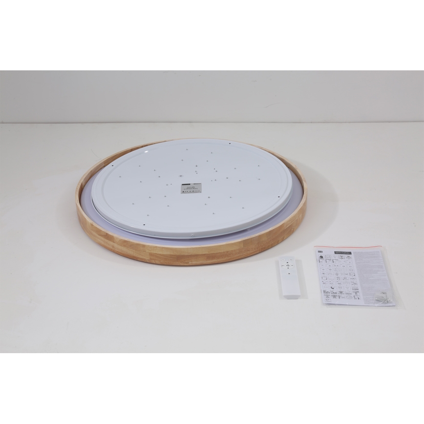 Brilagi - Luminaria de techo LED regulable WOODROUND LED/40W/230V 3000-6000K Ø 60 cm madera CRI 90 + mando a distancia