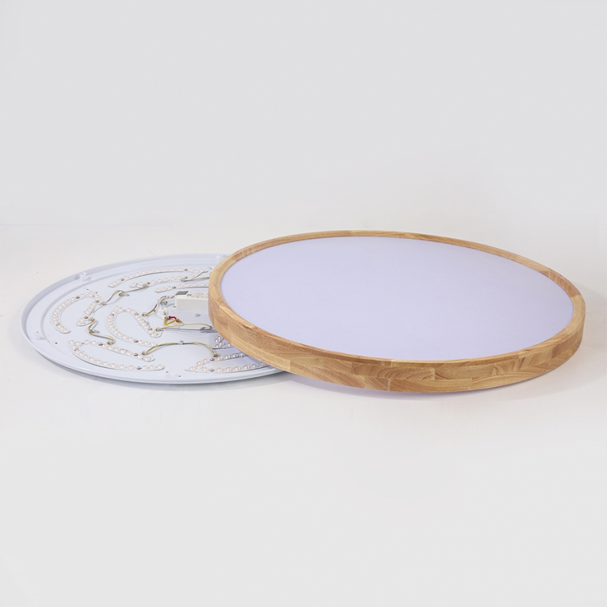 Brilagi - Plafón LED regulable WOODROUND LED/70W/230V 3000-6000K Ø 80 cm acabado madera CRI 90 + mando a distancia