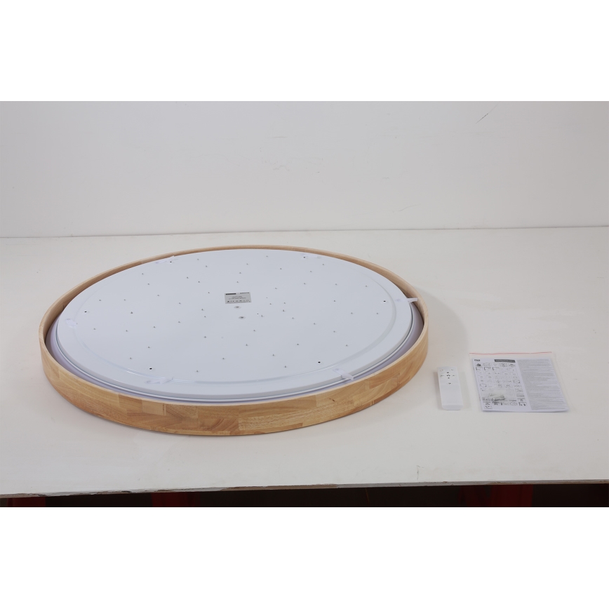 Brilagi - Plafón LED regulable WOODROUND LED/70W/230V 3000-6000K Ø 80 cm acabado madera CRI 90 + mando a distancia