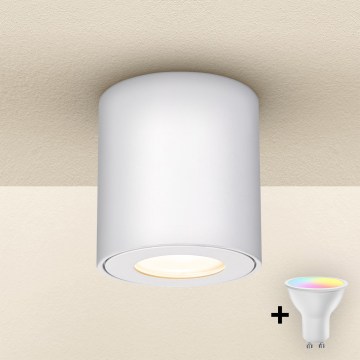 Brilagi - Luminaria LED RGBW regulable para baño MIA 1xGU10/30W/230V 2700-6500K Wi-Fi 84x80 mm blanco IP54