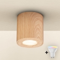 Brilagi - Luminaria LED RGBW regulable para baño MIA 1xGU10/30W/230V 3000K Wi-Fi 84x80 mm acabado en roble IP44