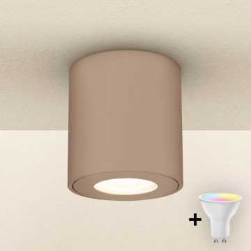 Brilagi - Luminaria LED RGBW regulable para baño MIA 1xGU10/4,8W/230V 3000K 84x80 mm beige IP54 + mando a distancia