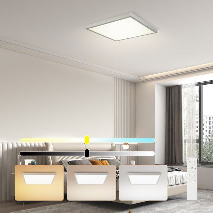 Brilagi - Plafón LED regulable para baño FRAME SMART LED/50W/230V 60x60 cm 3000-6000K IP44 plateado + mando a distancia