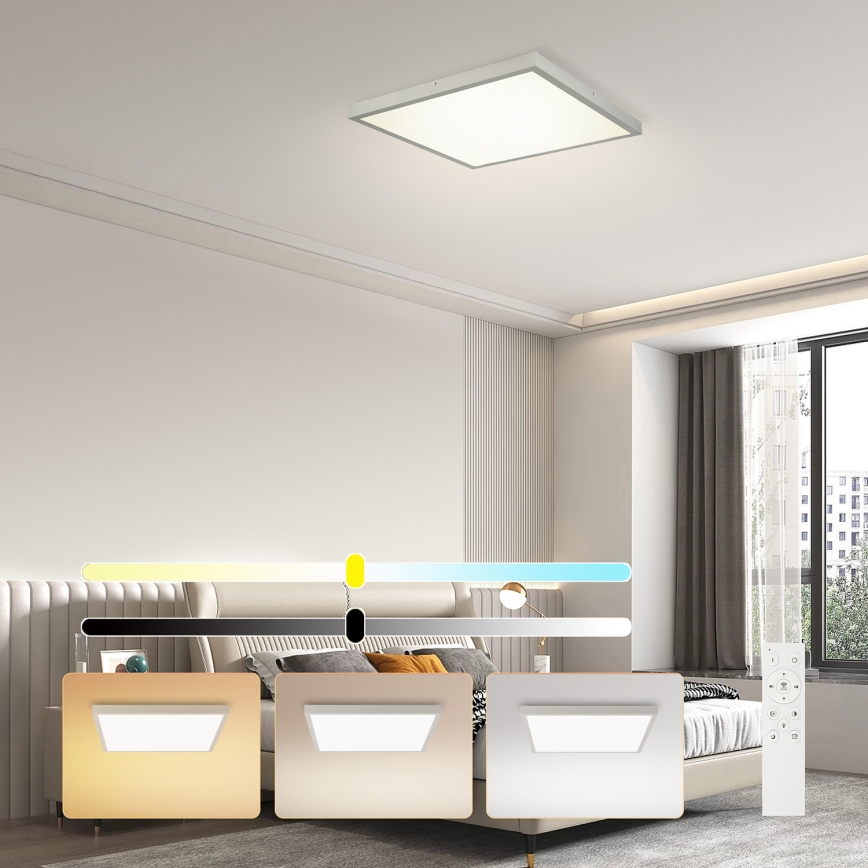Brilagi - Plafón LED regulable para baño FRAME SMART LED/50W/230V 60x60 cm 3000-6000K IP44 plateado + mando a distancia