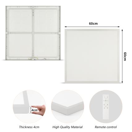 Brilagi - Plafón LED regulable para baño FRAME SMART LED/50W/230V 60x60 cm 3000-6000K IP44 plateado + mando a distancia