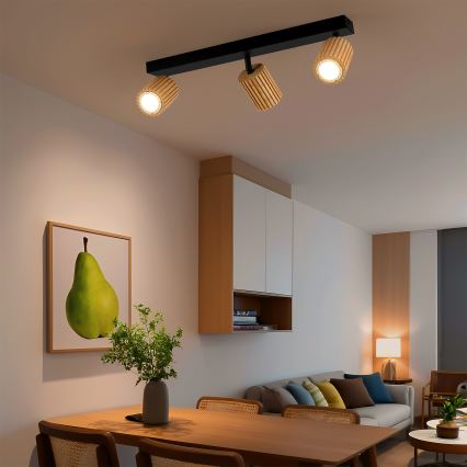 Brilagi - Luminaria tipo spot MODERN WOOD 3xGU10/8W/230V madera/negro