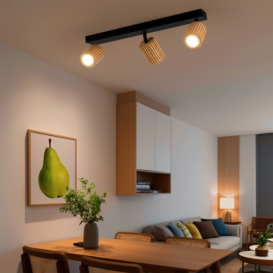 Brilagi - Luminaria tipo spot MODERN WOOD 3xGU10/8W/230V madera/negro