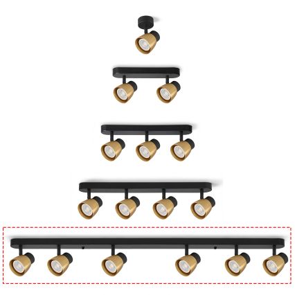 Brilagi - Luminaria tipo spot NUGGET 6xGU10/30W/230V negro/dorado