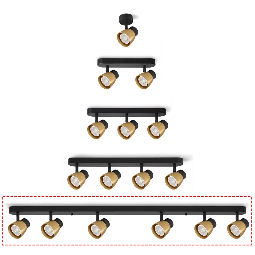 Brilagi - Luminaria tipo spot NUGGET 6xGU10/30W/230V negro/dorado