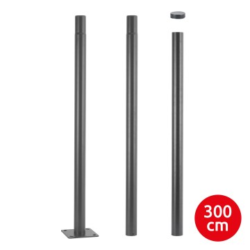 Brilagi - Mástil metálico para poste de iluminación exterior URBAN, 3 m, Ø 58 mm, gris