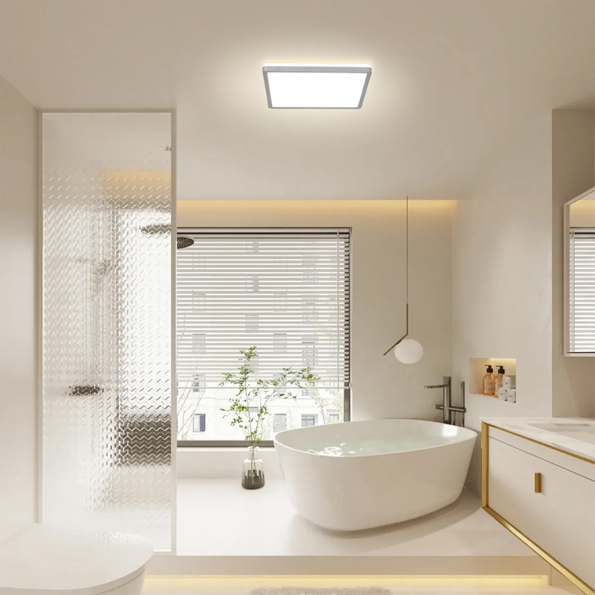 Brilagi - Plafón LED de techo para baño ULTRA SLIM LED/18W/230V 30x30 cm plateado IP54