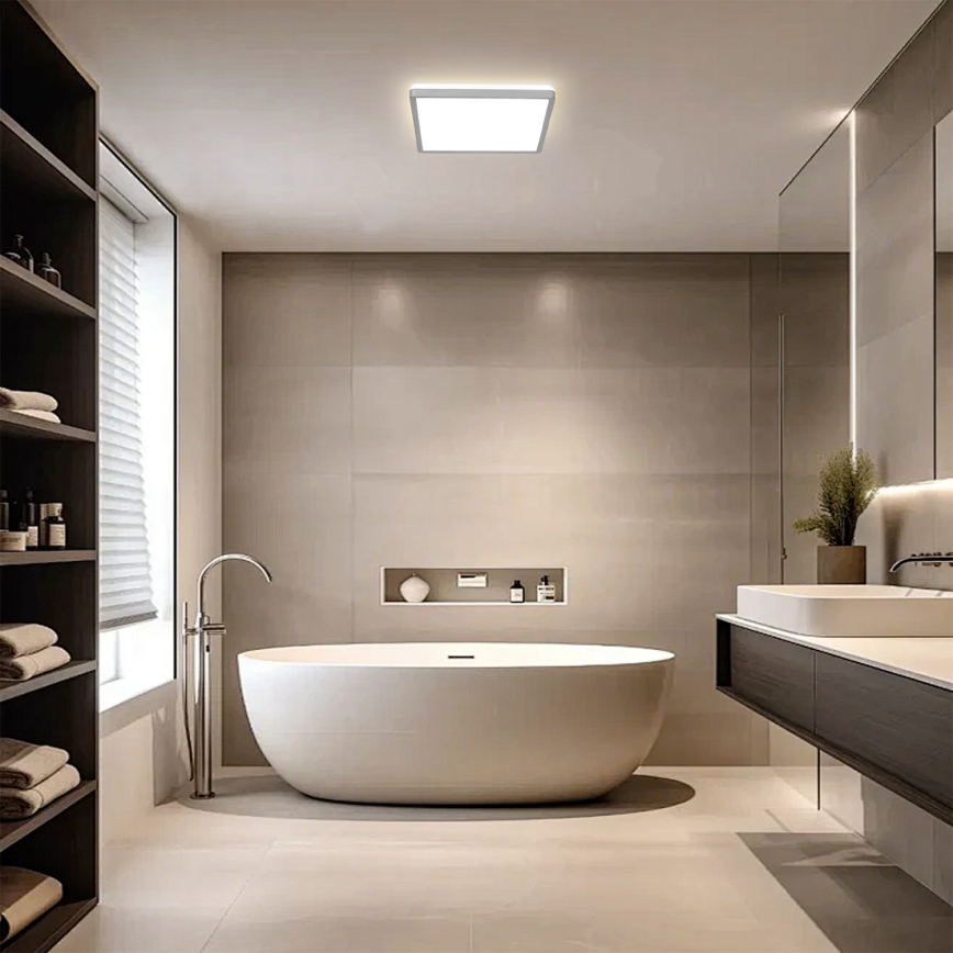 Brilagi - Plafón LED de techo para baño ULTRA SLIM LED/18W/230V 30x30 cm plateado IP54