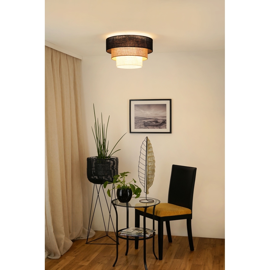 Brilagi - Plafón ASPEN LUNETA 1xE27/15W/230V diá. 45 cm negro/beige/color crema