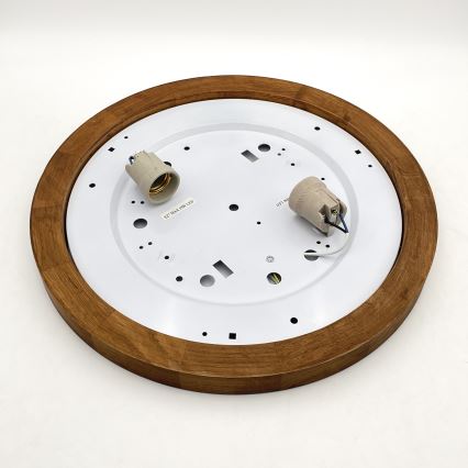 Brilagi - Plafón BELLADONNA 2xE27/15W/230V diá. 40 cm blanco/roble cereza