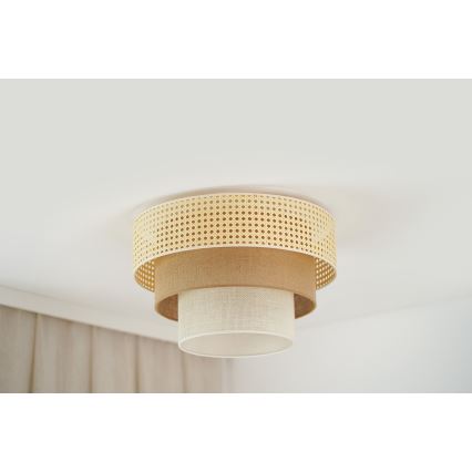Brilagi - Plafón CEDAR LUNETA 1xE27/15W/230V diá. 45 cm beige/marrón/color crema