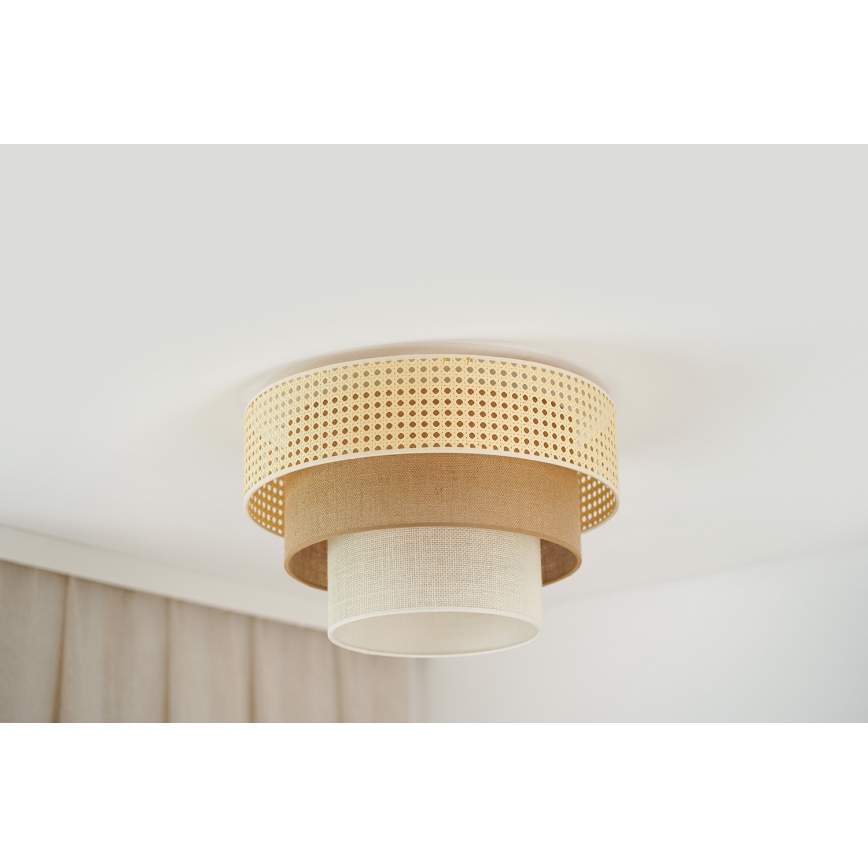 Brilagi - Plafón CEDAR LUNETA 1xE27/15W/230V diá. 45 cm beige/marrón/color crema