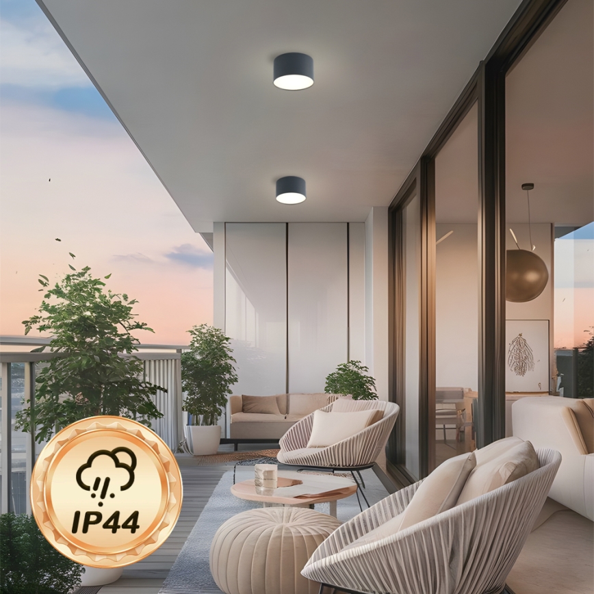 Brilagi - Lámpara de techo para baño FORIS LED/9W/230V Ø 9 cm antracita IP44 CRI 90