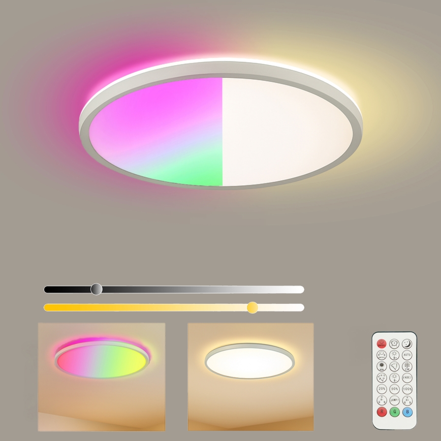 Brilagi - Plafón de techo LED RGBW regulable ULTRA SLIM LED/18W/230V 2700-6500K diámetro 30 cm blanco + mando a distancia