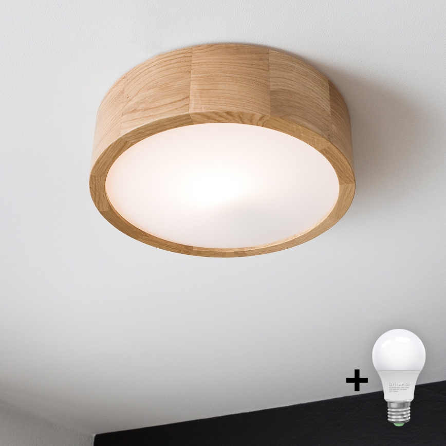 Brilagi - Plafón LED CARVALHO 1xE27/60W/230V roble diá. 27,5 cm