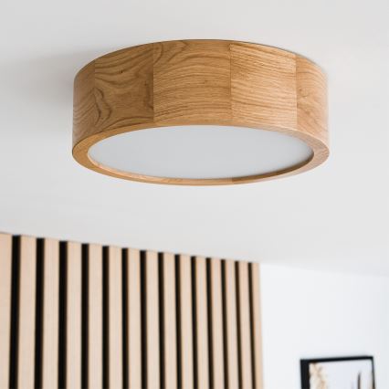 Brilagi - Plafón LED CARVALHO 1xE27/60W/230V roble diá. 27,5 cm