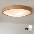 Brilagi - Plafón LED CARVALHO SLIM 3xE27/60W/230V roble diá. 47 cm
