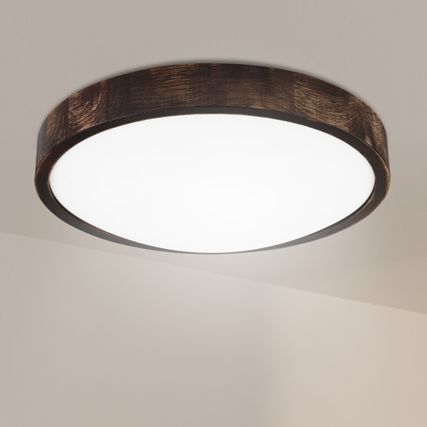 Brilagi - Plafón LED CARVALHO SLIM SMOKEY LED/36W/230V de roble Ø 37,5 cm