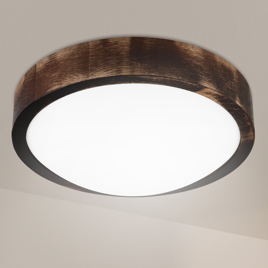 Brilagi - Plafón LED de techo CARVALHO SLIM SMOKEY LED/20W/230V, roble, diámetro 27,5 cm