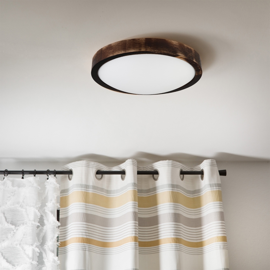 Brilagi - Plafón LED de techo CARVALHO SLIM SMOKEY LED/20W/230V, roble, diámetro 27,5 cm