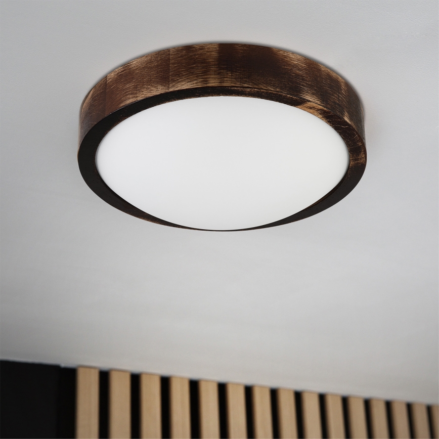 Brilagi - Plafón LED de techo CARVALHO SLIM SMOKEY LED/20W/230V, roble, diámetro 27,5 cm