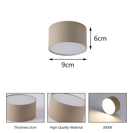 Brilagi - Lámpara de techo LED para baño FORIS LED/9W/230V Ø 9 cm beige IP44 CRI 90